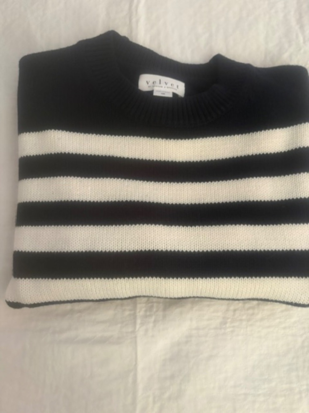 Velvet by Graham & Spencer Navy Off-White Striped cotton nautical sweater, XS
